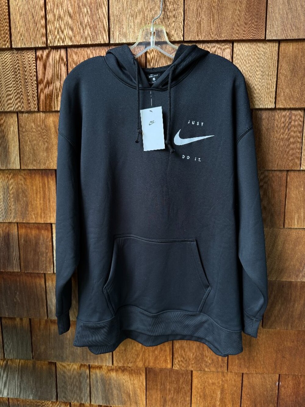 NWT Nike Black Dri-Fit Long Sleeve Hoodie with Fleece Interior in Men's X-Large